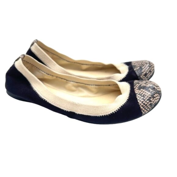 Ann Taylor Loft Suede Snake Skin Print Ballerina Flats Wendy 6,5 - Picture 1 of 7